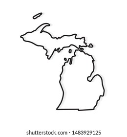 black outline of Michigan map- vector illustration