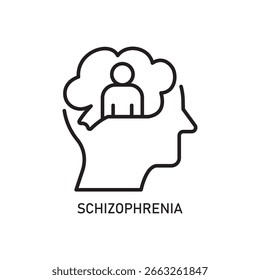 Black Outline Mind Thinking Head with Cloud Shape Person Icon