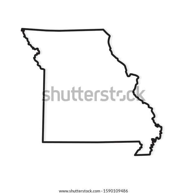 Black Outline Missouri Map Vector Illustration Stock Vector (Royalty