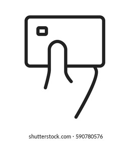 Black, outline, modern, pay by card icon