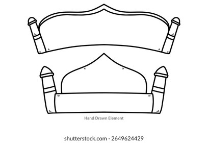 Schwarzer Umriss der Moschee-Kuppel Form, Symbol, Design-Vorlage, Titelplatz, Vektor