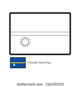 black outline Nauru colorable flag vector drawing with color guide