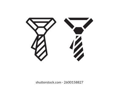 Black and Outline Necktie Icon Vector Vector