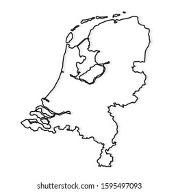 black outline of Netherlands map- vector illustration