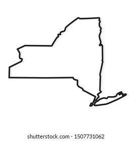 Black Outline Of New York State Map- Vector Illustration