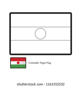black outline Niger colorable flag vector drawing with color guide