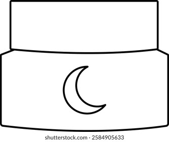 Black Outline Night Cream Packaging Icon for Beauty Products
