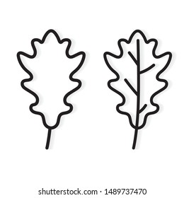 black outline of oak leaf icon- vector illustration