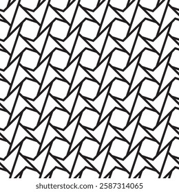 Black outline octagons with triangular polygons vector square seamless pattern or texture.