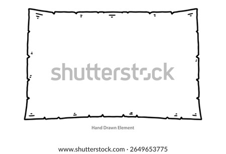 Black outline old paper frame, symbol, design template, title place, Header, vector shape, vintage style
