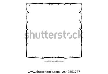 Black outline old paper frame, symbol, design template, title place, Header, vector shape, vintage style