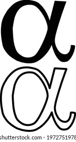 black outline on white background. alpha sign. flat style.