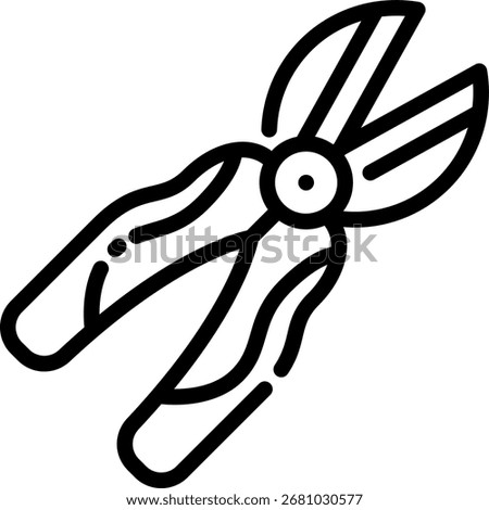 Black outline of an open pair of garden shears.