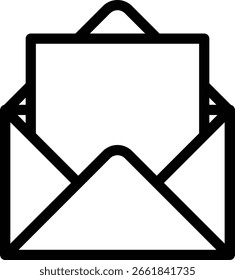 Icono de correo electrónico abierto de contorno negro para Office