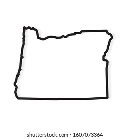 Black Outline Of Oregon Map- Vector Illustration