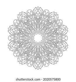 Schwarze Umrisse mit ornamentalem Rundmuster auf weißem Hintergrund. Kartenvorlagendesign. Vektorgrafik.