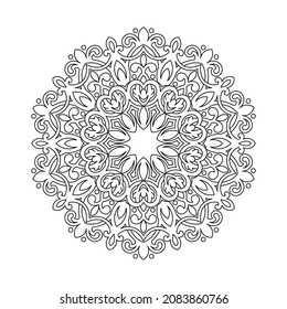 Patrón de redondeo ornamental del contorno negro sobre fondo blanco. Diseño de plantilla de tarjeta. Ilustración vectorial.