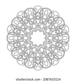 Patrón de redondeo ornamental del contorno negro sobre fondo blanco. Diseño de plantilla de tarjeta. Ilustración vectorial.
