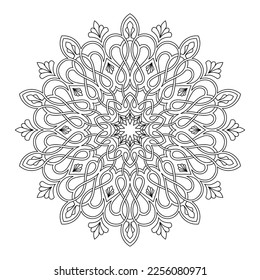 Patrón de redondeo ornamental del contorno negro sobre fondo blanco. Dibujo gráfico. Ilustración vectorial.