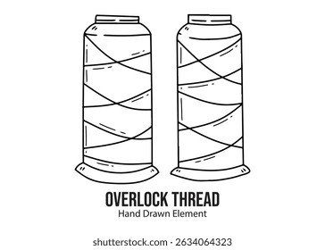 Contorno preto overlock thread vetor mão desenho, editável, simples, colorir página, alfaiate ornamento.