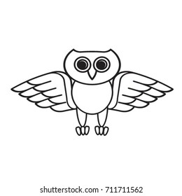 black outline owl with spread wings-vector drawing