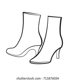 black outline pair of boots-vector drawing