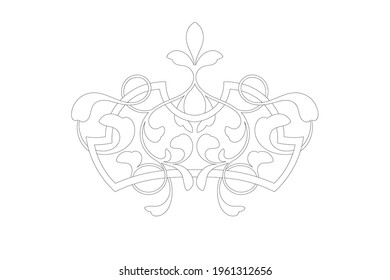 Black outline pattern on white background. Element for design. Vector illustration.