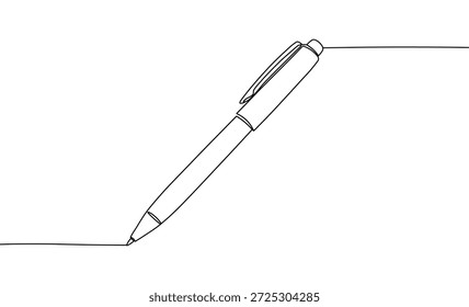 Schwarzer Umrissstift, der eine durchgehende einzelne Linie auf sauberem Papier zeichnet und so ein kreatives Schreibprozesskonzept zeigt