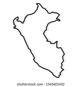 black outline of Peru map- vector illustration