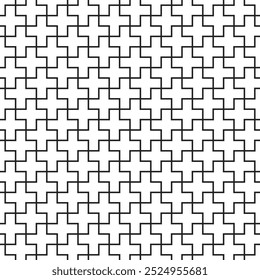 Black outline plus math sign vector square seamless geometric pattern or texture.