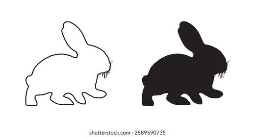 Black Outline of a Rabbit - High-Quality Rabbit Vector