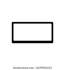 Um contorno preto de um retângulo com cantos arredondados em um plano de fundo branco representando uma tela.