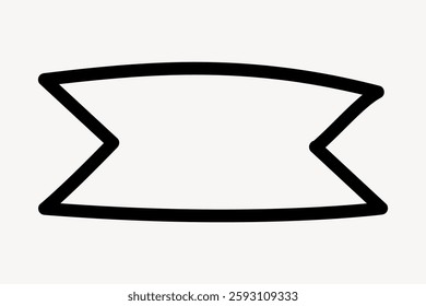Black outline of a ribbon banner on a white background. Simple ribbon design, perfect for banners. Ribbon outline for creative banner projects. Doodle shape vector.