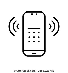Black outline of a ringing smartphone alert notification