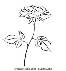 black outline of a rose