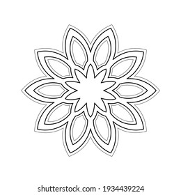 Black outline round pattern on white background. Element for design. Vector illustration.