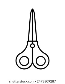 Black outline scissors icon clip art for back to school stationery tool vector illustration isolated on transparent background