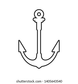The black outline of a sea anchor is isolated on a white background.