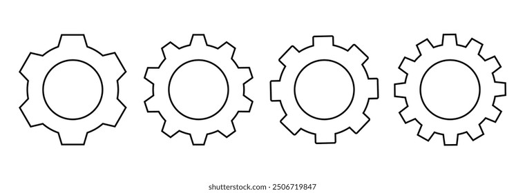 Black Outline Setting Vector Icon set, Gear symbol, App amd Social media Icon for Interface, Internet Graphic Elements desigm in Modern Minimal style, Vectorstock