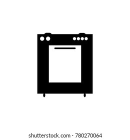 A black outline is shown, an icon, in the form of a stove with white handles, an oven and buttons.