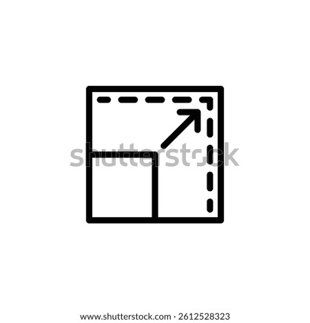 Black outline shows an arrow pointing up and to the right inside a square indicating scaling up concept Use this vector graphic for presentation or webpage.