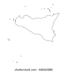 black outline of Sicily Region in Italy