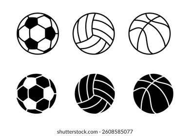 Black Outline a silhouette of football volleyball and basketball illustration 