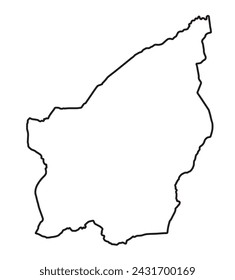 Black outline silhouette map of San Marino over a white background