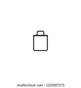 black outline silhouette of shopping paper bag. flat icon isolated on white.  vector illustration. Stylish package for purchase. simple pictogram. Black and white