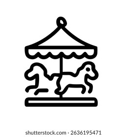Black Outline Simple Carousel Horse Ride Fun Fair Icon Element