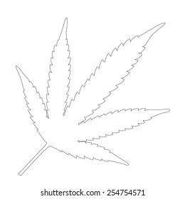 The Black Outline Of A Single Marijuana Leaf