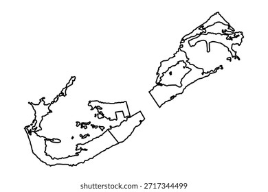 Black Outline Sketch Map of Bermuda Country
