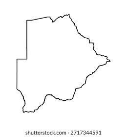 Black Outline Sketch Map of Botswana Country
