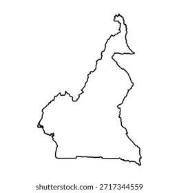Black Outline Sketch Map of Cameroon Country